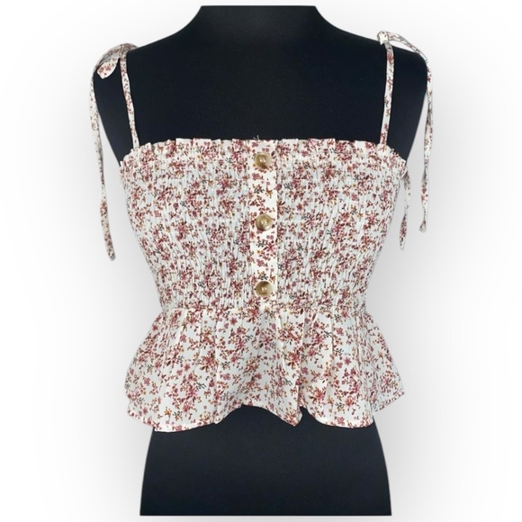 Paper Crane Tops - NWOT Paper Crane Women’s Medium Floral Smocked Crop Tank – Boho Summer Chic 428